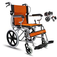 HJF-LUNYI Folding Wheelchair,Portable Transport Wheelchair Travel Chair with Seated,Suitable for Elderly,Driver Push Scooter (Color : Orange)