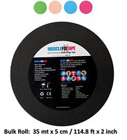 Black Kinesiology Tape Uncut Roll - Bulk Jumbo Clinical Size Recovery Sports Athletic Injury Therapeutic Support PRO Physio Therapy (35 mt x 5 cm / 114.8 ft x 2 in) kinesio-Tapes kinesiotapes
