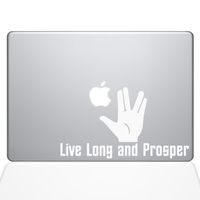 The Decal Guru Live Long and Prosper Decal Vinyl Sticker, 15" MacBook Pro (2015 & Older Models), White (1349-MAC-15P-W)
