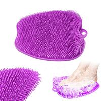 Shower Foot Scrubber Massager Cleaner,Wash Foot Bath Massage Cushion Bathroom Suction Cup Silicone Non-Slip Massage Pad- Improves Foot Circulation & Reduce Foot Pain 10.5x9.5in-Purple Bead