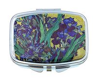 Value Arts Pill Box, Vincent Van Gogh Irises, 2 Compartments, 2.25 Inches Wide