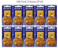 Sony Size 13 PR48 0% Mercury Hearing Aid Batteries with Orange Tab Pack of 180