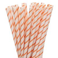 Orange Narrow Striped Paper Straws (50)