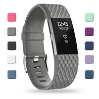 POY Replacement Bands Compatible for Fitbit Charge 2, Special Edition Adjustable Sport Wristbands, Large Gray
