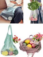 Reusable Shopping Bag,Portable Cotton Mesh Produce Bags,Eco-Bags Handbag for Grocery Shopping, Beach, Toys, Storage, Fruit, Vegetable and Market (12.59 14.96 5.9in, Green)