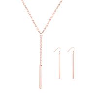 choice of all Simple Lariat Necklace for Women Y Bar Pendant Necklace Bar Earring Set for Girls Jewelry Gift(C:rose gold set)