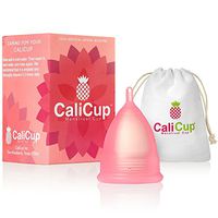 CaliCup Menstrual Cup with Bonus Menstrual Cup Holder Carrying Bag Regular to Heavy Menstrual Flow, Reusable Menstrual Cup Large Soft Comfort Fit