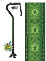 Walking Cane Gel Grip Offset Adjustable Aluminum Footed Quad Irish Celtic Lace Design
