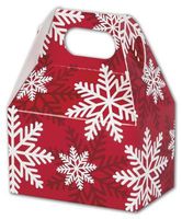 Red & White Snowflakes Gable Boxes, 4 x 2 1/2 x 2 1/2"