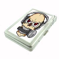 Metal Cigarette Case with Built In Lighter Skull-092