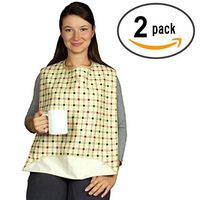 2 Pack - Washable Adult Bib with Optional Crumb Catcher, Vinyl Backing and Velcro Closure - Reusable Clothing Protector with Protective Backing - Great for Adults and Seniors