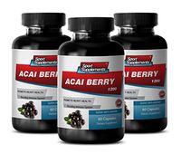 Natural Appetite Suppressant Acai Berry - Acai Fruit (4:1) Concentrate 1200mg - Strong Anti-Aging Benefits (3 Bottles 180 Capsules)