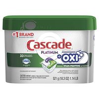 Cascade Platinum ActionPacs + Oxi, Dishwasher Detergent Pods, Fresh Scent, 33 count (Packaging May Vary)