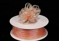 Ben Collection 1/4" X 25 Yards Iridescent Pull String Bows Ribbon (Peach)