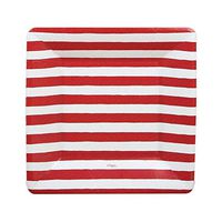 Caspari Red and White Stripe Square Paper Salad & Dessert Plates - Pack of 8