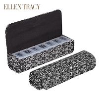 Ellen Tracy Small Weekly Pill Case - Vitamins, Pill Organizer for Traveling - 7 Compartment (Black/White Multi Tweed)
