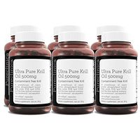 Ultra Pure Aker Krill Oil 500mg x 720 Capsules (6 Bottles) - sourced in The unpolluted Waters of Antarctic Providing a Rich Supply of Astaxanthin, Omega 3, and Vitamin D. SKU: KRI500x6