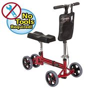 Deluxe Knee Scooter Steerable Knee Walker Crutch Alternative with Dual Braking System in Red (Red)