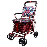 Wheelchair Transport with Storage Box Walker for The Elderly Travel, Shopping, Medical Care Care Cart Adjustable Height Portable Folding 120KG Load-Bearing
