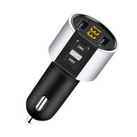 Bluetooth FM Transmitter for Car Wireless Radio Adapter FM Transmitter Handsfree Car Kit with 5V/2.4A&1A Dual USB Charger Ports Voltage Display Supports Clear Hands-Free Calling and Music Playing for