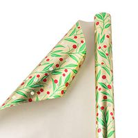 JAM PAPER Gift Wrap - Christmas Wrapping Paper - 25 Sq Ft - Embossed Gold with Holly - Roll Sold Individually