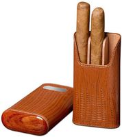 Brizard & Co Lizard Havana Leather with Plate Cigar Case
