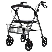 YXIUER Heavy Duty Rollator Walker with Seat, Bariatric Rolling Walker Supports up to 500 lbs, Large 20cm Wheels - Mobility Aid for Adult, Senior, Elderly & Handicap