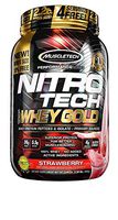 MuscleTech NitroTech Whey Gold, 100% Whey Protein Powder, Whey Isolate and Whey Peptides, Strawberry, 2.2 lbs