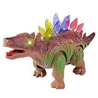 LED Light Up Dinosaur Walking and Roaring Realistic Stegosaurus Dinosaur Toys with Glowing Eyes, Lights Sounds Real Movemen for Toddlers Boys Girls