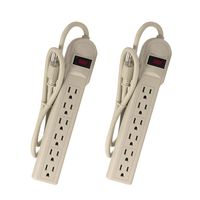 Uninex PS09S Heavy Duty 6 AC Outlet Power Strip, Surge Protector, 14/3 AWG, UL Listed, 3-Foot, 2-Pack