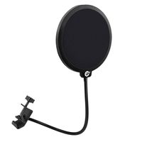 EJT Upgraded Microphone Pop Filter Mask Shield for Blue Yeti and Other Mic, 6 Inch Dual Layered Pop Wind Screen with Enhanced Flexible 360°Gooseneck Clip Stabilization Arm