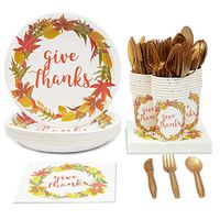 Sparkle and Bash Thanksgiving Party Supplies (Serves 24), Plates, Napkins, Cups, Cutlery