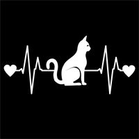 Cat Heartbeat Vinyl Decal Sticker | Cars Trucks Vans Walls Laptops Cups | White | 7.5 X 3.3 Inch | KCD1193