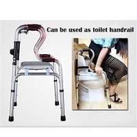 BABIFIS Elderly Foldable Walker Adjustable Walking Assist Equipped Wheels Equipped with Arm Rest Pad for Disabled B