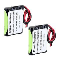 2pc Exell Custom 3.6V 800mAh NiMH AAA Pack with 6.0" 26AWG Open Wires