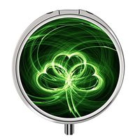 Pill Case - Compact 3 Compartment Medicine Organizer, Customized Round Pill Box for Pocket Traveling and Daily Needs - Shamrock