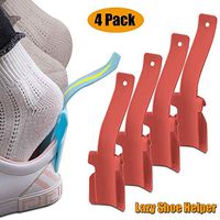 Lazy Shoe Helper, 4 Pieces Portable Sock Slider - Handled Shoe Horn - Shoe Lifting Helper Easy on Easy Off, Plastic Shoehorn for Men, Women and Kids - Fits for All Shoes