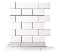 Art3d 10-Sheet Peel and Stick Backsplash, 12 in. x 12 in. Subway 3D Wall Panels, Mono White with Gray Grout