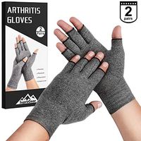 2-Pairs SupreGear Arthritis Gloves, Rheumatoid Arthritis Compression Gloves for Arthritis Hands, Pain Relief Gaming Typing Fingerless Gloves for Women Men (Grey, L)