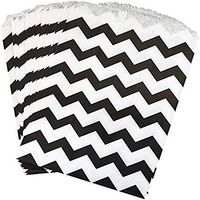 Outside the Box Papers Black and White Chevron Treat Sacks 48 Pack 5.5 x 7.5 Black, White