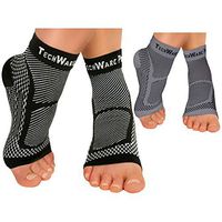 TechWare Pro Ankle Brace Compression Sleeve - Relieves Achilles Tendonitis, Joint Pain. Plantar Fasciitis Sock with Foot Arch Support. 2 Pair Bundle Black & Gray XXL Size