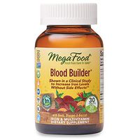 MegaFood, Blood Builder, Daily Iron Supplement and Multivitamin, Supports Energy and Red Blood Cell Production Without Nausea or Constipation, Gluten-Free, Vegan, 30 tablets (30 servings)