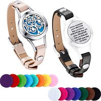 TOODOO 1 Pieces Essential Oil Diffuser Bracelet Aromatherapy Oil Bracelet Locket Bracelet with 2 Leather Bands and 15 Color Pads, Girls Women Jewelry Gift Set (Tree with Star)