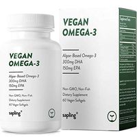 Vegan Omega 3 Supplement - Plant Based DHA & EPA Fatty Acids Alternative to Fish Oil - Supports Heart, Brain, Joint Health - Sustainably Sourced from Algae. Fish Oil Free for Men & Women - 60 Softgels