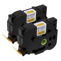 Molshine Compatible Heat Shrink Tube Label Tape, Replacement for Brother HSe641 HSe-641 HS641 HS-641 Black On Yellow 18mm x 1.5m (3/4 inch x 4.9 feet), 2 Pack