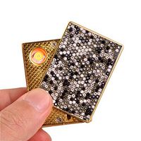 CQFONG 2 Side Crystal Lighter USB Rechargeable Windproof Coil Slim Lighter Set with USB Charging Cable Gold Plated (Gold+Colorful 2 Side)