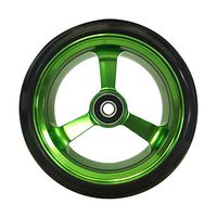 RIANTWHEEL, 5 X 1.4 inch, Solid, PU Wheels, Wheelchair Casters, Aluminum Rim, one Pair (Green)