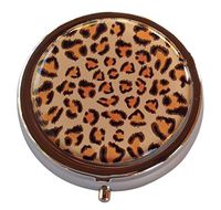 Leopard Fashionable Three Section Pocket Purse Travel Pill Box Case