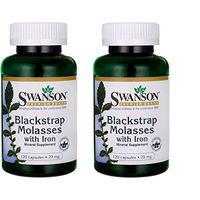 Swanson Blackstrap Molasses Elemental Iron (Ferrous Fumarate) 29 mg 120 Capsules (2 Pack)