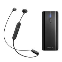 Sony WI-C300 Wireless in-Ear Headphones, Black (WIC300/B) with Compact 2200mAh Rechargeable Power Bank